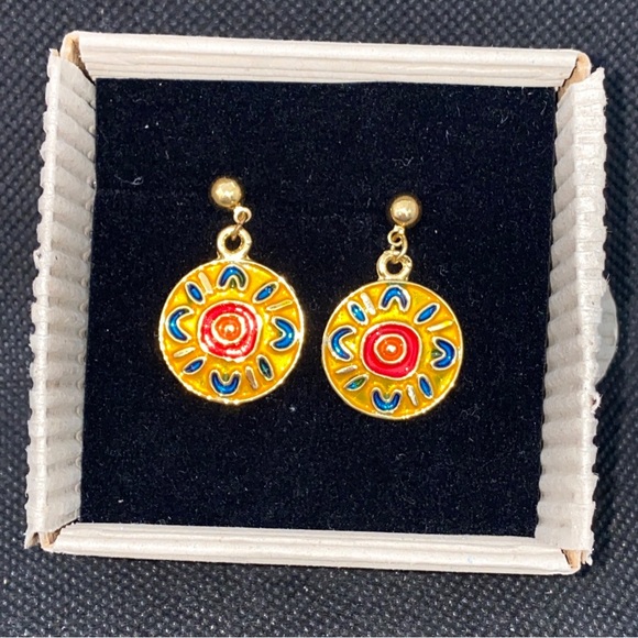 Gavala Aboriginal Art Earrings 90’s Australia Monterey Designs Women Circle New - Picture 1 of 8
